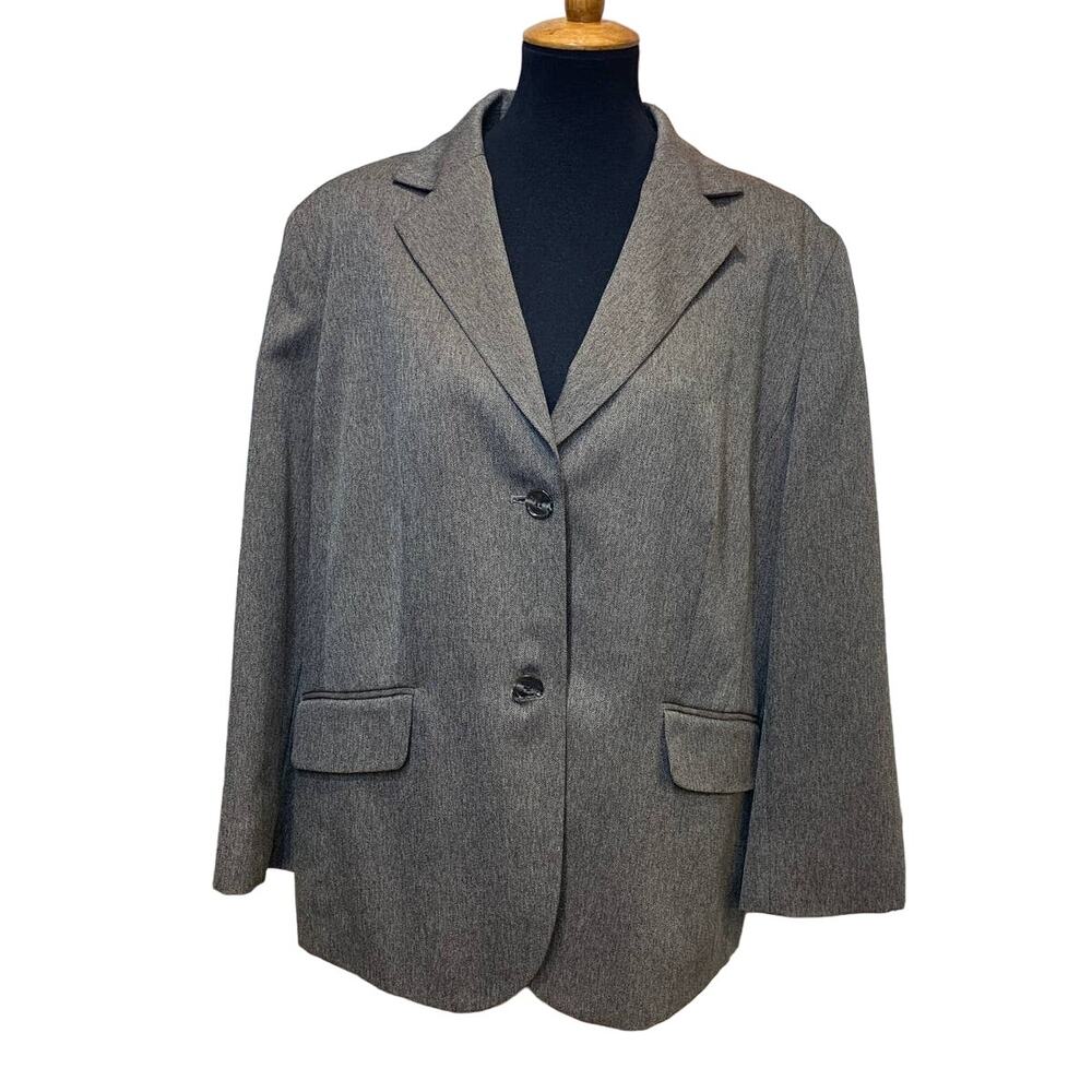 JM Collection Plus Size 18W Brown Two Button Career Polyester Suit Blazer Jacket